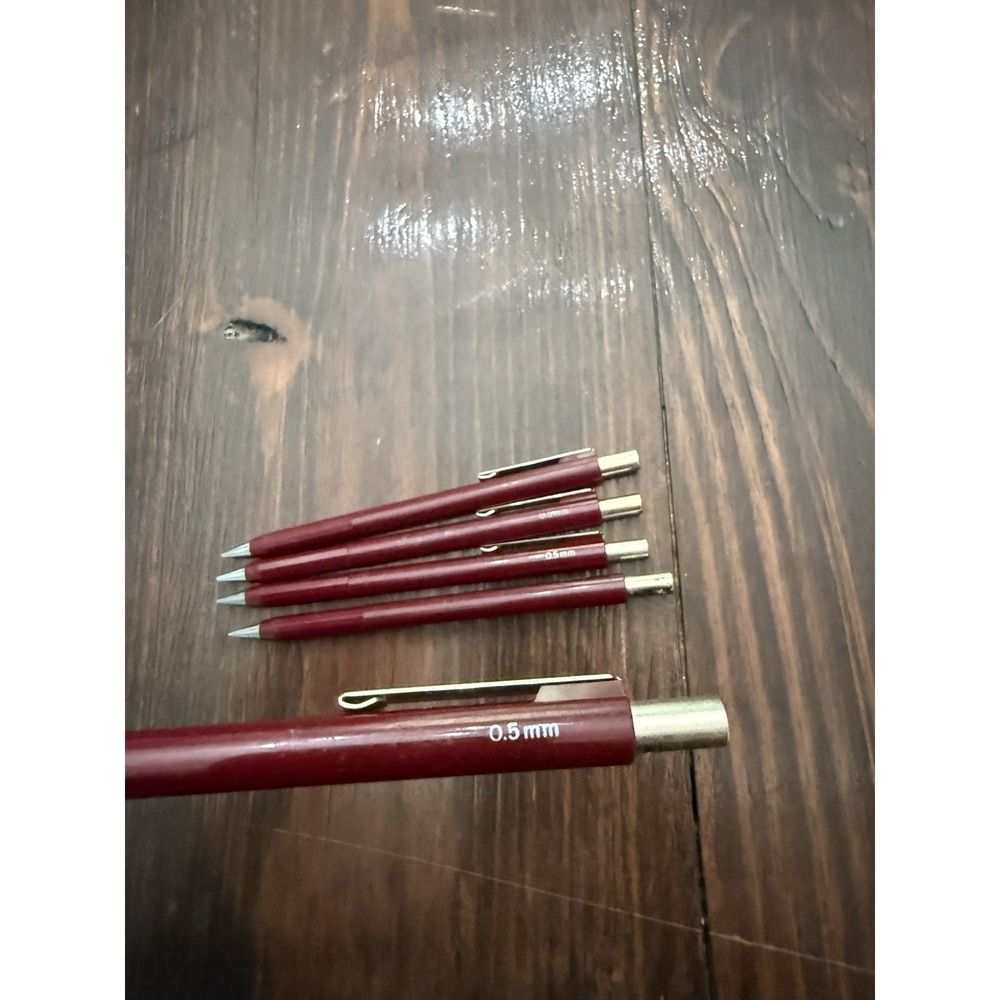 Lot of 5 Vintage Skilcraft Mechanical Pencils 0.5mm Burgundy Hexagonal Barrel - Picture 2 of 4
